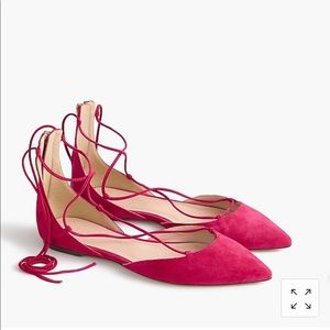 Jcrew Suede lace-up pointed-toe flats